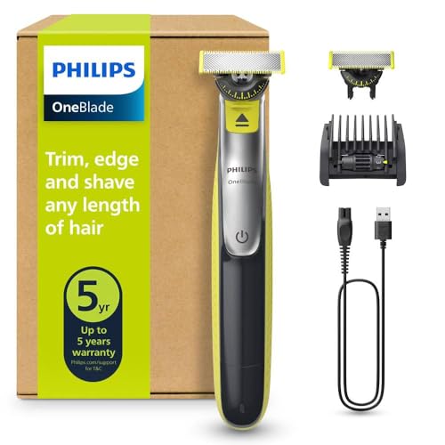 Philips OneBlade 360 - Maquinilla de Afeitar Híbrida, Barbero Eléctrico y Afeitadora, 2 Cuchillas 360, Peine-Guía Ajustable 5 en 1 (modelo QP2734/30)