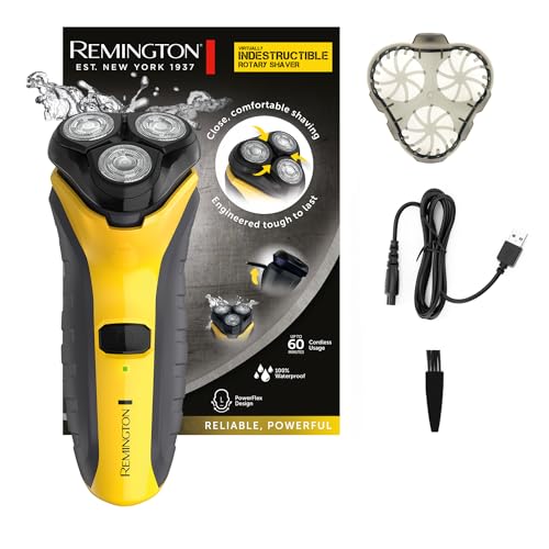 Remington Afeitadora Rotativa Virtually Indestructible - Máquina de Afeitar Inalámbrica, Armazón de Policarbonato Prácticamente Indestructible, Cabezal Pivotante, Resistente al Agua - PR1855