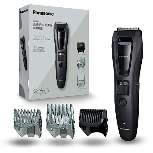 Panasonic ER-GB62-H503 Trimmer de Barba, Cabello y Cabello Corporal para Hombres, Afeitadora Portátil, 39 Configuraciones de Longitud, 3 Accesorios, Operación Inalámbrica y con Cable, Gris Mate