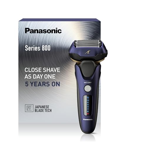 Panasonic Series 800 ES-LV67 Afeitadora premium (Motor ultrarrápido, 5 hojas precisión nanométrica, cabezal multiflexible con 16 direcciones, funda de viaje, lavable, ion de litio) morado y negro