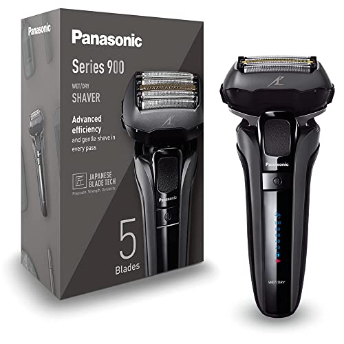 Panasonic ES-LV6U-K803 Afeitadora Eléctrica sin Cable, para Hombres, 5 Hojas, para Uso en Seco y Húmedo, con Limpieza Automática, Cabezal de Afeitado Flexible y Sensor de Barba