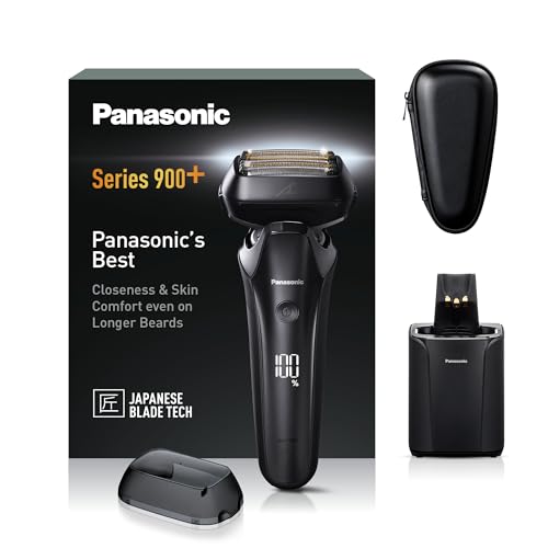 Panasonic Series 900+ ES-LS9A Afeitadora Eléctrica De 6 Hojas En Seco Y Húmedo Para Hombres, Afeitadora Eléctrica Con Sensor De Barba Sensible, Limpieza Automática Y Sistema De Carga