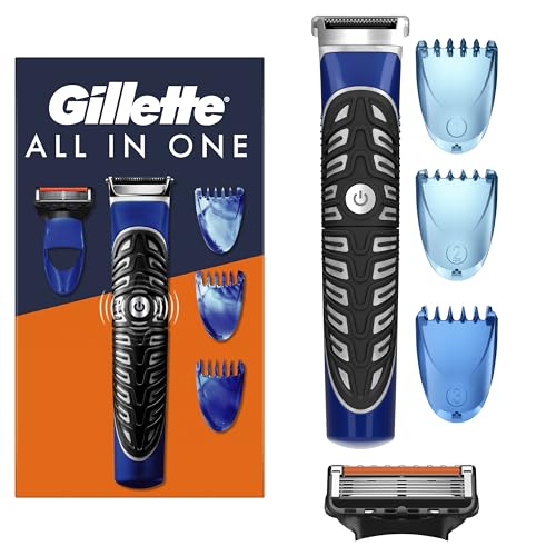 Gillette Recortadora Todo En 1: Recorta, Afeita Y Perfila Con Precisión Cara Y Cuerpo, Resistente Al Agua, Cortapelos 4 En 1 Para Hombre Con 3 Peines y 1 Recambio Gillette Proglide
